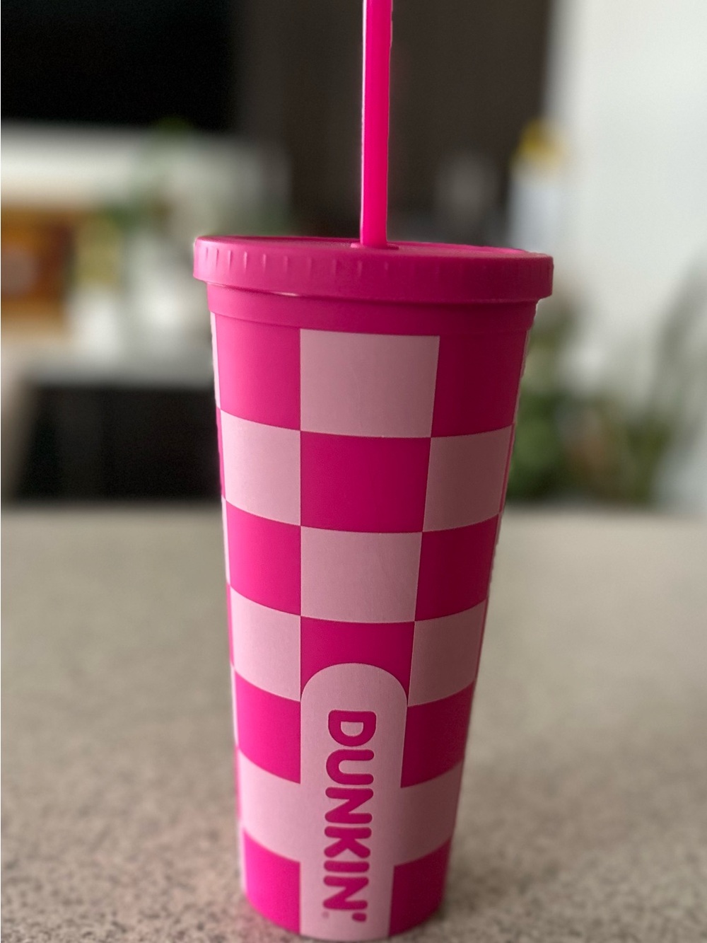 Dunkin’ 2024 Pink Checkered Tumbler Limited Edition